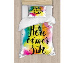 Here Comes Sun Text Duvet Cover Set