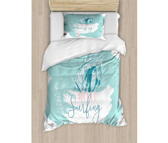 Surfboard with Flowers Duvet Cover Set