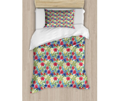 Poppy Flowers and Daffodils Duvet Cover Set