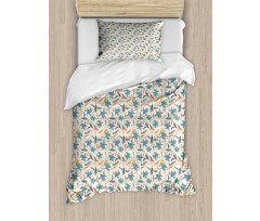 Abstract Flowers and Birds Duvet Cover Set