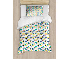 Colorful Cartoon Silhouettes Duvet Cover Set