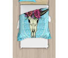 Buffalo Skull with Flowers Duvet Cover Set