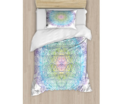 Metatron Cube on a Mandala Duvet Cover Set