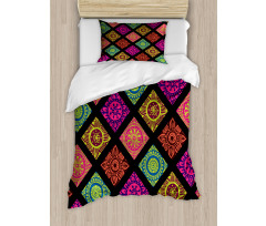 Flower Mandala Tile Colorful Duvet Cover Set