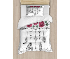 Hippie Feathers Arrow Rose Duvet Cover Set