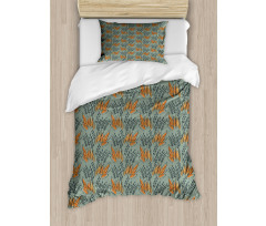 Sketched Rough Grass Herbs Duvet Cover Set