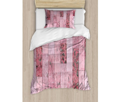 Pink Toned Rustic Planks Duvet Cover Set