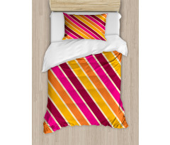 Angled Retro Style Lines Duvet Cover Set