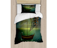 Boat Sailing in a Calm Sea Duvet Cover Set