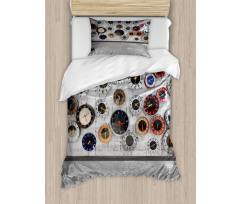 Several Wall Watches Photo Duvet Cover Set