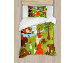 Happy Animals in Forest Duvet Cover Set