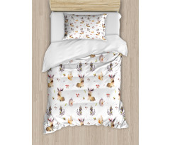 Hedgehog Moose Watercolors Duvet Cover Set