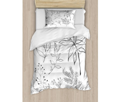 Sketched Botanical Theme Duvet Cover Set