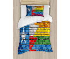 Brick Wall Grungy Texas Town Duvet Cover Set