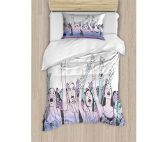 Girl in Front Row Cheering Duvet Cover Set