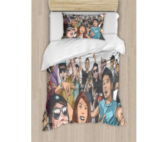 Festival Crowd at the Concert Duvet Cover Set