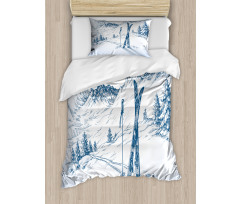 Landscape of Snowy Mountains Duvet Cover Set