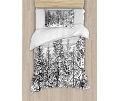 Seasonal Pine Tree Landscape Duvet Cover Set