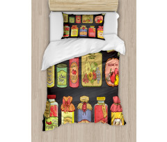 Hand Drawn Can Goods Design Duvet Cover Set