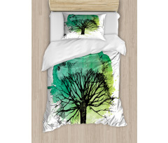 Blended Watercolor Leaf Duvet Cover Set