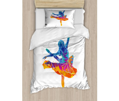 Colorful Ballerina Girl Pose Duvet Cover Set