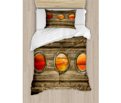 Rustic Wooden Ship Duvet Cover Set