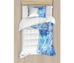 Watercolor Style Blue Animal Duvet Cover Set