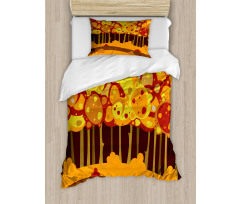 Forest in Autumn Cartoon Duvet Cover Set