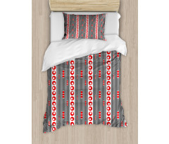 Vertical Stripes Circles Duvet Cover Set