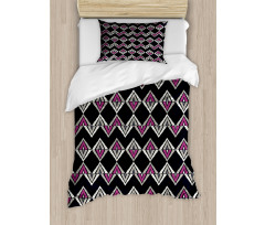 Native Folk Motifs Chevron Duvet Cover Set