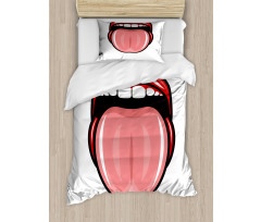 Open Mouth Tongue out Image Duvet Cover Set