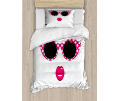 Polka Dot Cat Eye Sunglasses Duvet Cover Set