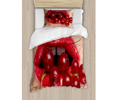 Red Current Berry Branch Image Duvet Cover Set