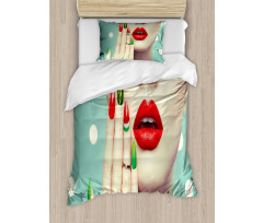 Watermelon Nail Art and Makeup Duvet Cover Set