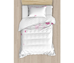 Falling Flower Motif Duvet Cover Set