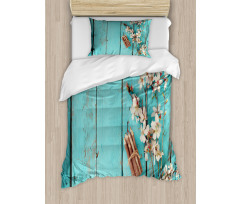 Color Pencil on Blue Duvet Cover Set