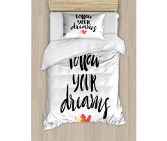 Hand Drawn Brush Lettering Duvet Cover Set