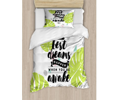 Phrase with Monstera Leaves Duvet Cover Set