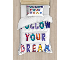 Motivational Phrase Rainbow Duvet Cover Set