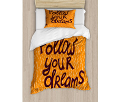 Warm Toned Motivation Design Duvet Cover Set