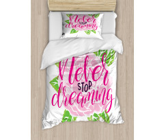 Romantic Rose Calligraphy Duvet Cover Set