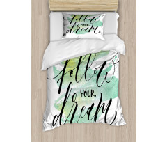 Green Brush Stoke Watercolor Duvet Cover Set