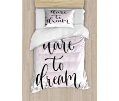 Dare to Dream Words Hearts Duvet Cover Set