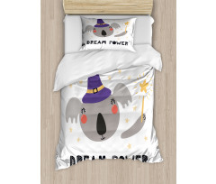 Funny Koala in a Witch Hat Duvet Cover Set