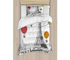 Eiffel Tower and Balloons Duvet Cover Set