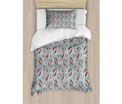 Abstract Birds and Leaves Duvet Cover Set