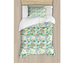 Ethnic Animal and Palms Duvet Cover Set