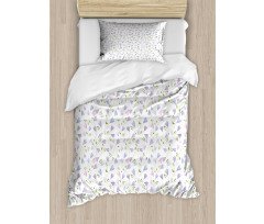 Delicate Pastel Floral Motif Duvet Cover Set