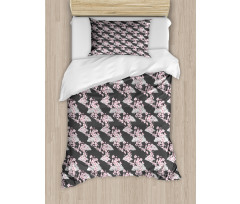 Sakura Branches Greyscale Duvet Cover Set