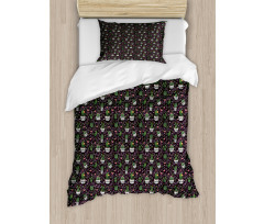 Flowering Succulent Plants Duvet Cover Set